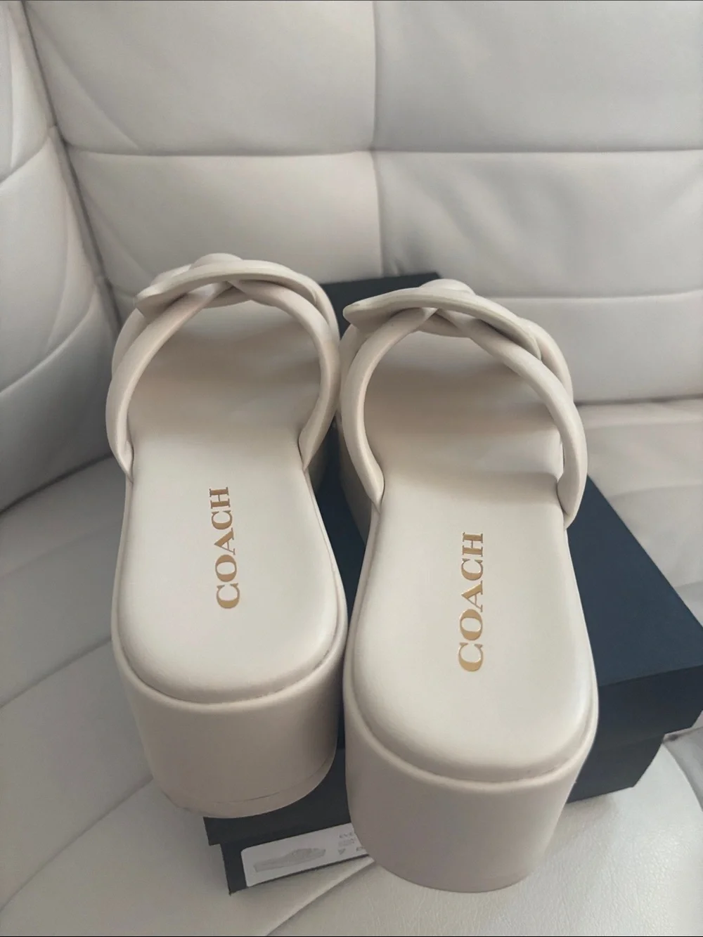 Coach Cream Knotted Slide Mules - Picture 8 of 9